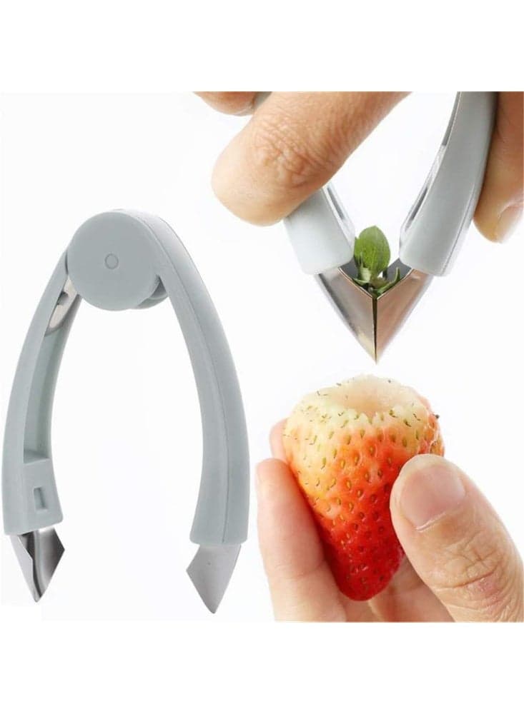 Premium Stainless Steel Strawberry Huller Tool with Ergonomic Handle – Easy Fruit Stem Remover, Kitchen Gadget for Strawberries, Tomatoes and Soft Fruits, Safe Grip Design for Quick and Mess-Free Preparation