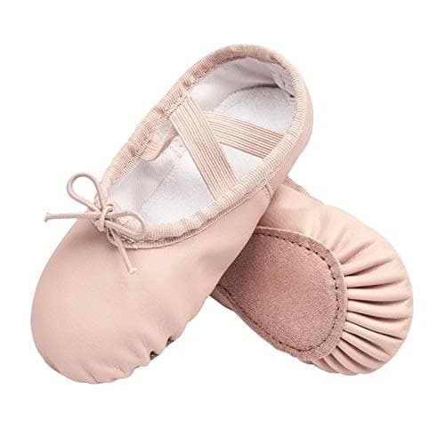 Stelle Ballet Shoes for Girls Toddler Ballet Slippers Soft Leather Boys Dance Shoes for Toddler/Little Kid/Big Kid(Ballet Pink (with Lace), 2ML)