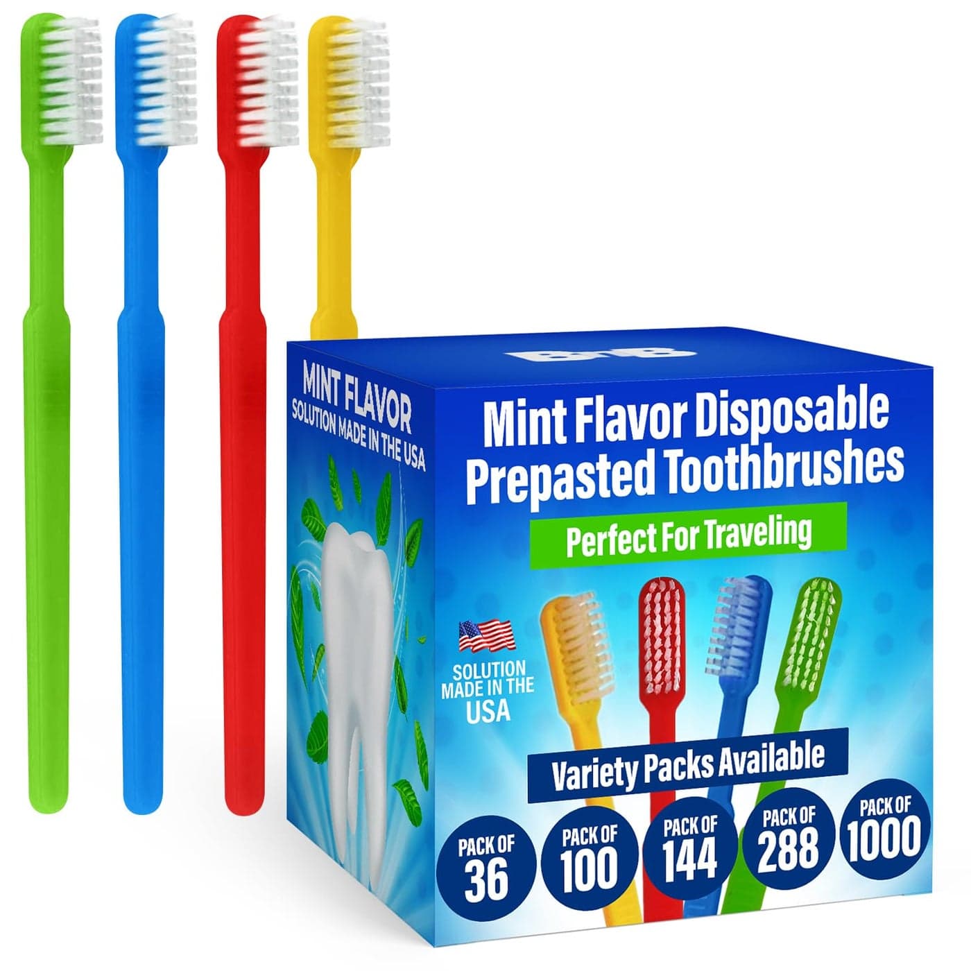 36 Prepasted Disposable Toothbrushes Travel Toothbrush Set On The Go Toothbrush Individually Wrapped Soft BristleAirbnb Gifts No Water Needed Paste Made in USA Great Fot Travel 36 Pack