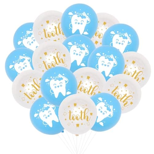 Tooth Party Balloons Blue Teeth Balloons Dentist Event Party Decoration Teeth Themed Birthday Baby Shower Party Decorations for Baby Boy Dentist Commemorating the First Teething Party Supplies