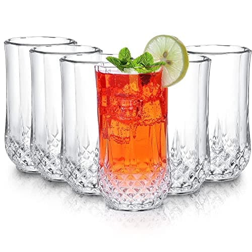 Farielyn-X Italian Premium Juice and Water Glasses Set of 6 Transparent, 310ml, Drinking Water Glasses Stylish and Crystal Square Highball Juice and Cocktails (MJ, 6)