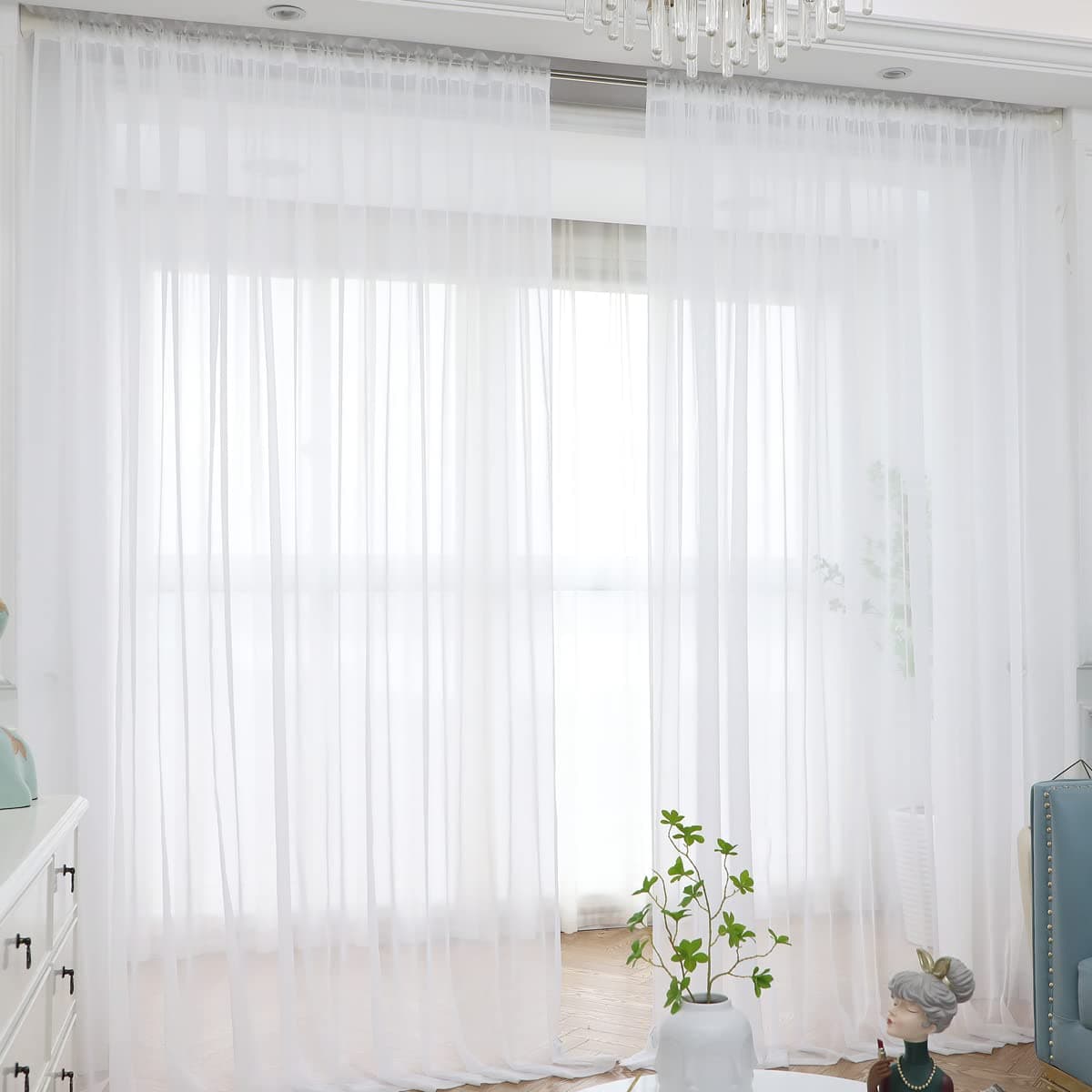 Window White Sheer Curtains 51x83 Inches Long 2 Panels Sheer White Curtains Basic Rod Pocket Panel for Bedroom Children Living Room Yard Kitchen White 51 W x 83 L 2 pcs