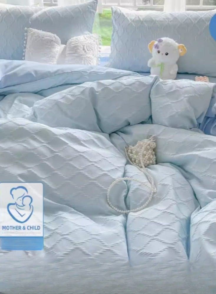 Washing Cotton Four Piece Set AB Double-sided Four Season Usable Mother And Baby Environmentally Friendly Fabric, Full Of Comfort 1.5m Bed Sheet Four Piece Set 【Suitable for 150 * 200cm Quilt】