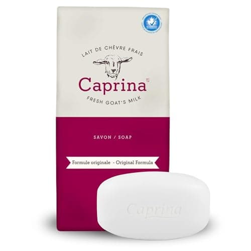Goat Milk Bar Soap 6-Pack by Caprina, 3.2 oz each, Original Classic Clean Scent, gentle daily cleanser with fresh goat milk, softening biodegradable formula