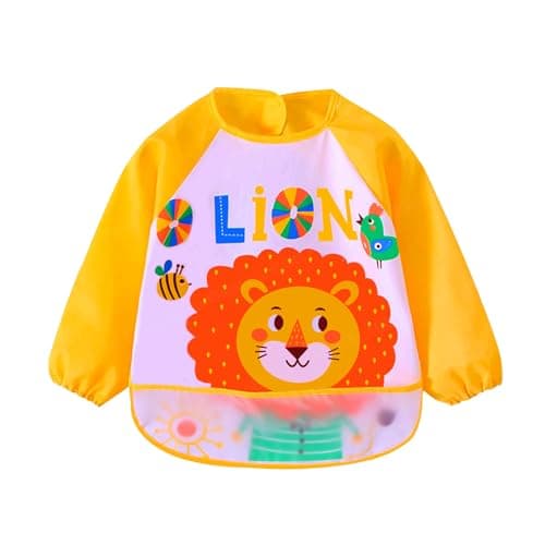FunBlast Feeding Baby Bib with Sleeves – Food Catcher Pocket with Adjustable Along Bib for 6 to 24 Months Baby (Color and Print May Vary)
