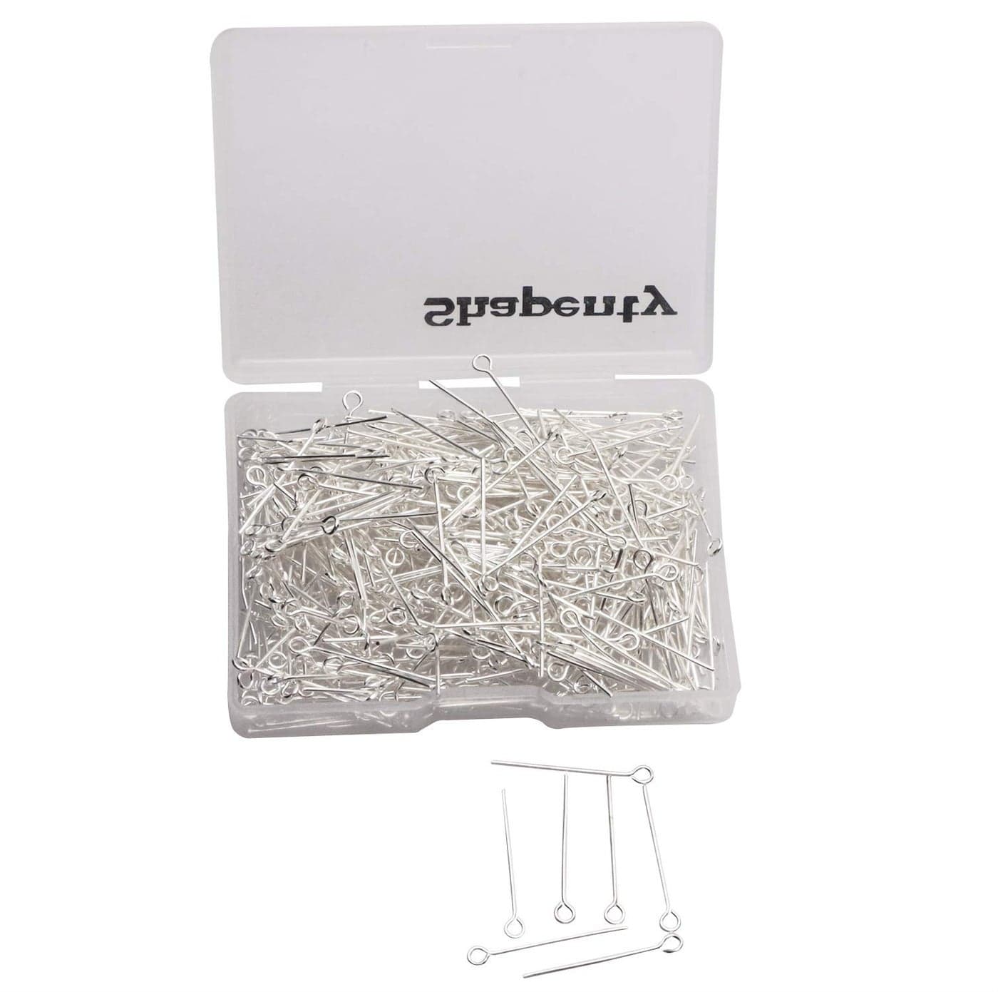 Shapenty 500PCS Mini Metal Wire Eyepins Beading Small Open Eye Head Pins Needles Bulk for DIY Craft Bead Earring Pendant Necklace Bracelet Jewelry Charm Finding Making Silver 24mm1Inch