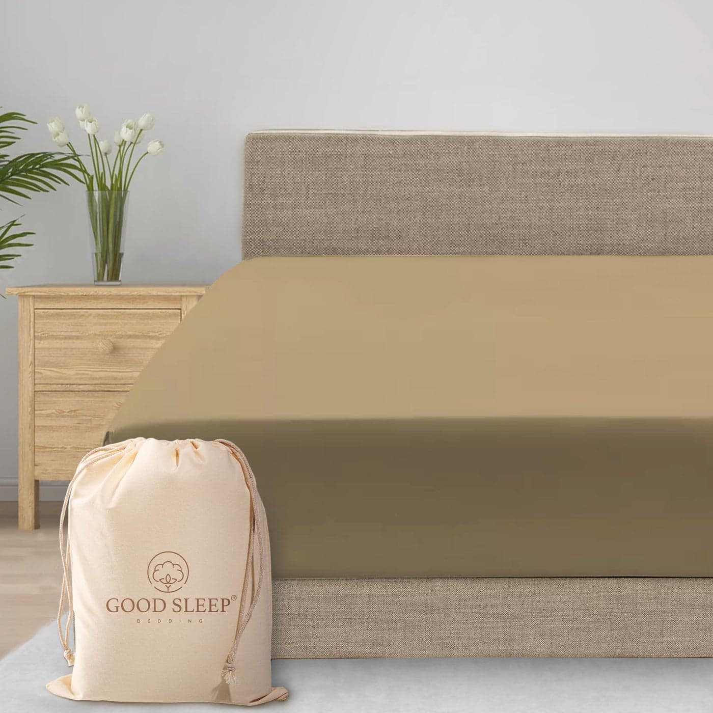 Good Sleep Bedding King Size Fitted Sheet 800 Thread Count Deep Pocket 16 Soft Breathable 100 Egyptian Cotton Hotel Style Taupe