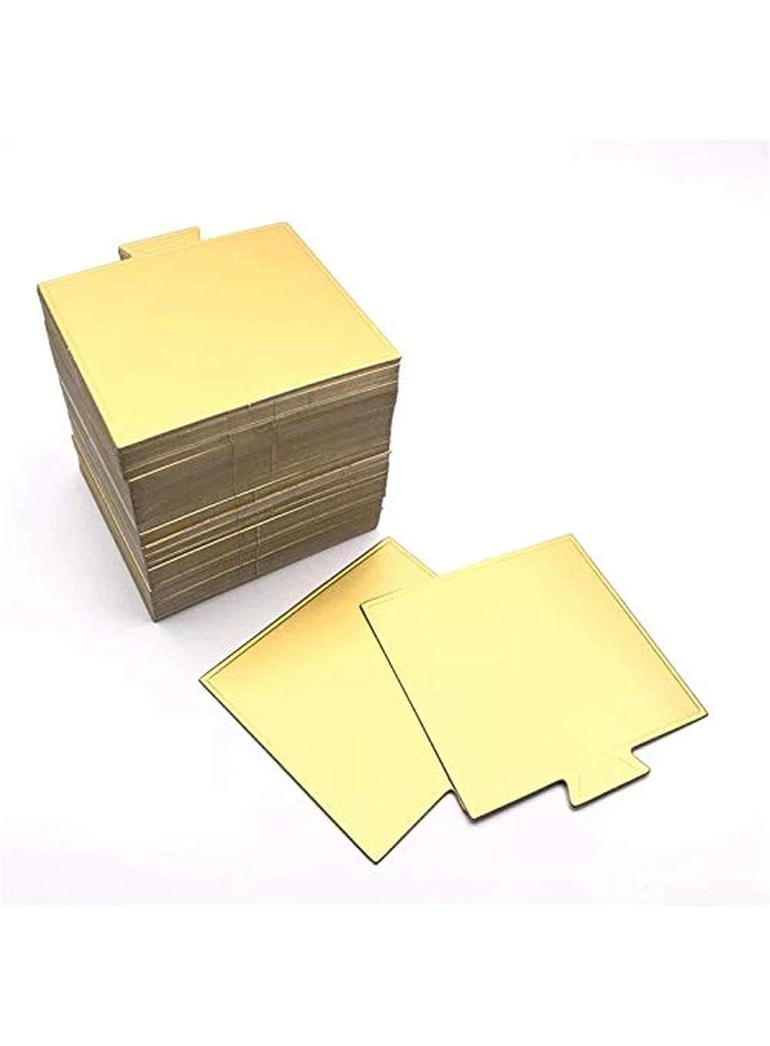 CAKE DECOR Square Pastry Base Boards Gold 100 Pcs Pack