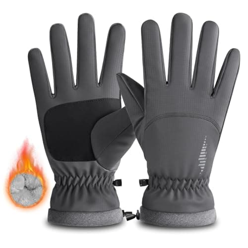 GUSTAVE® Winter Gloves for Men Bike Riding, Ski Hand Gloves for Winter for Men Bikers, Thermal Waterproof Anti-slip Outdoor Sport Gloves, with Touch Screen Finger, Drawstring Wrist Cuff