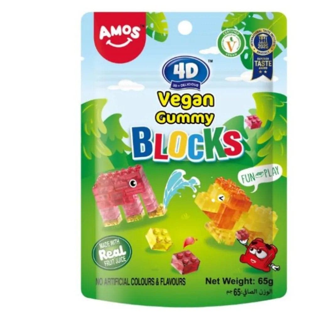 Amos 4D Vegan Gummy Blocks Candy- 65gms