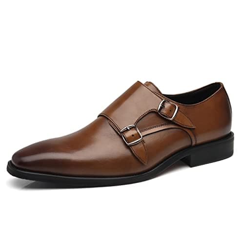 La Milano Mens Double Monk Strap Slip-on Loafer Oxford Formal Business Casual Dress Shoes for Men, Darkbrown, 7