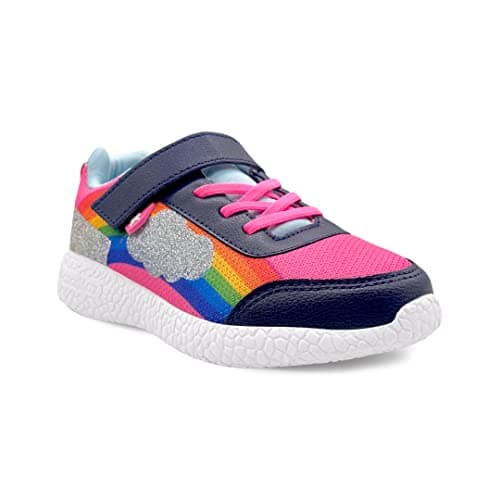 KazarMax Hopits Pink Rainbow Shimmer Sneakers for Girls- 11.5 Kids UK