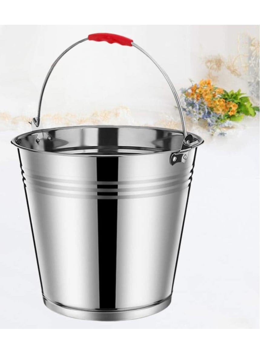 Stainless Steel Water Bucket with Handle Metal Heavy Duty Thick Insulated Ice Bucket