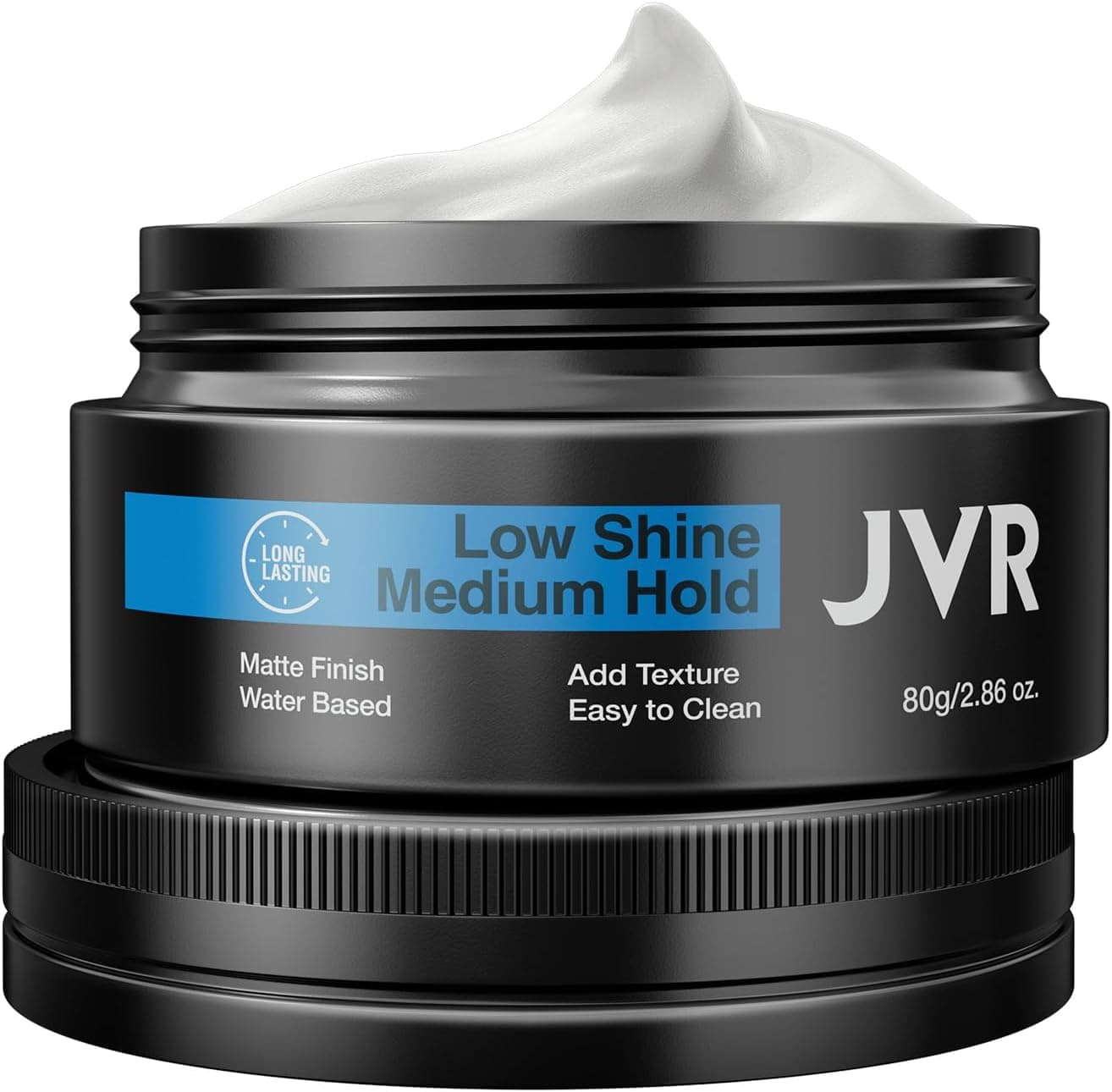 JVR Hair Clay for Men Matte Clay with Medium Hold Low Shine Hair Styling Pomade for Volumising Defining Texturising Long Lasting Easy To Wash Out for all Hairstyles Cream 80g
