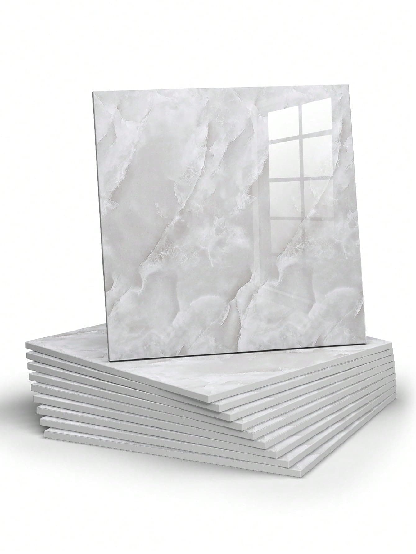 Chejiaye 10pcs Marble Peel and Stick Backsplash Waterproof Washroom Wall Panels,Peel and Stick Tile,PVC Foam Wall Panels for Kitchen,Bathroom -11.8"x11.8" Kitchen Tile,Grey1(Not Real Tiles,9.7 Sq.Ft.)