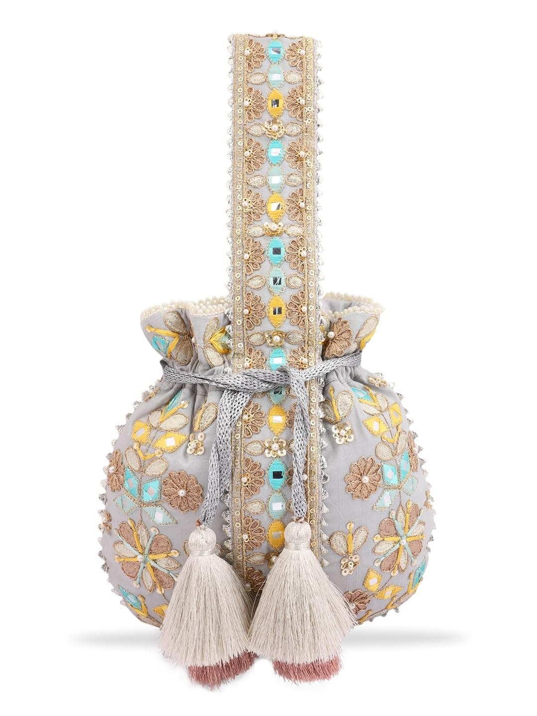 MASQ Women By Q-One Embroidered Silk Potli Bags - Handcrafted For Weddings,Festive Season & Special Occasions With Beads And Sequins - Made In India