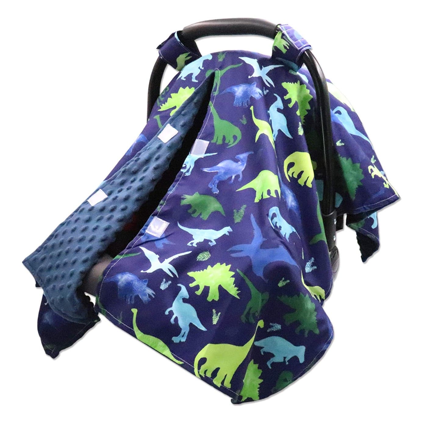 TANOFAR Car Seat Cover Baby Carseat Covers Baby Boy Girl Peekaboo Opening Infant Car Seat Cover for Winter Warm Cozy Blue Dinosaur