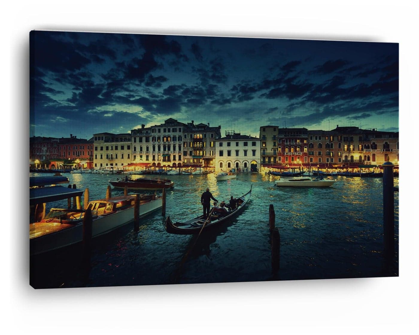 TRUECANVAS Venice Night, Wooden Framed Canvas Paintings for Home Decor | Bedroom, Living Room,Wall Decoration | Wall Art Painting, CT0187, Size 16 x 24 in