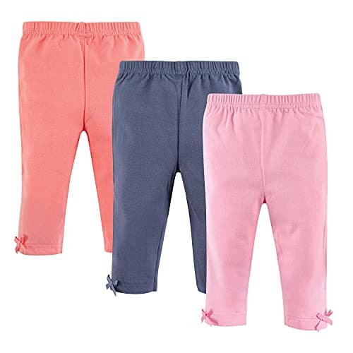 Hudson Baby Unisex Baby Cotton Pants and Leggings Light Pink Blue, 9-12 Months