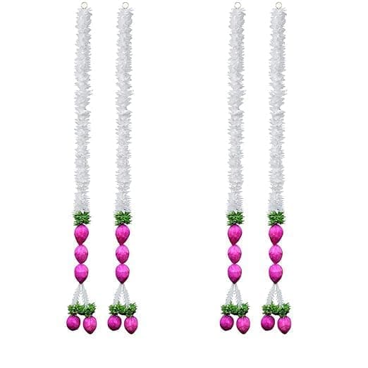 SHRI MATAJI Store Pink Lotus Hangings Decoration at Home White MDF Flowers Lotus Buds Wall Hangings for Home Decoration Diwali Dcor Main Door Entrance Ganpati Decoration Items Pooja Room Pcs 4