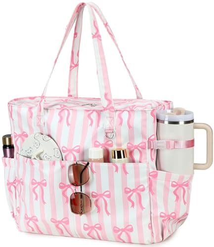Bluboon Waterproof Beach Tote Pool Bags for Women Ladies Extra Large Tote Bag Carryall Bag With Wet Compartment Fit 40oz Tumbler Holder Family Travel Bag for Cruise Vacation Gym