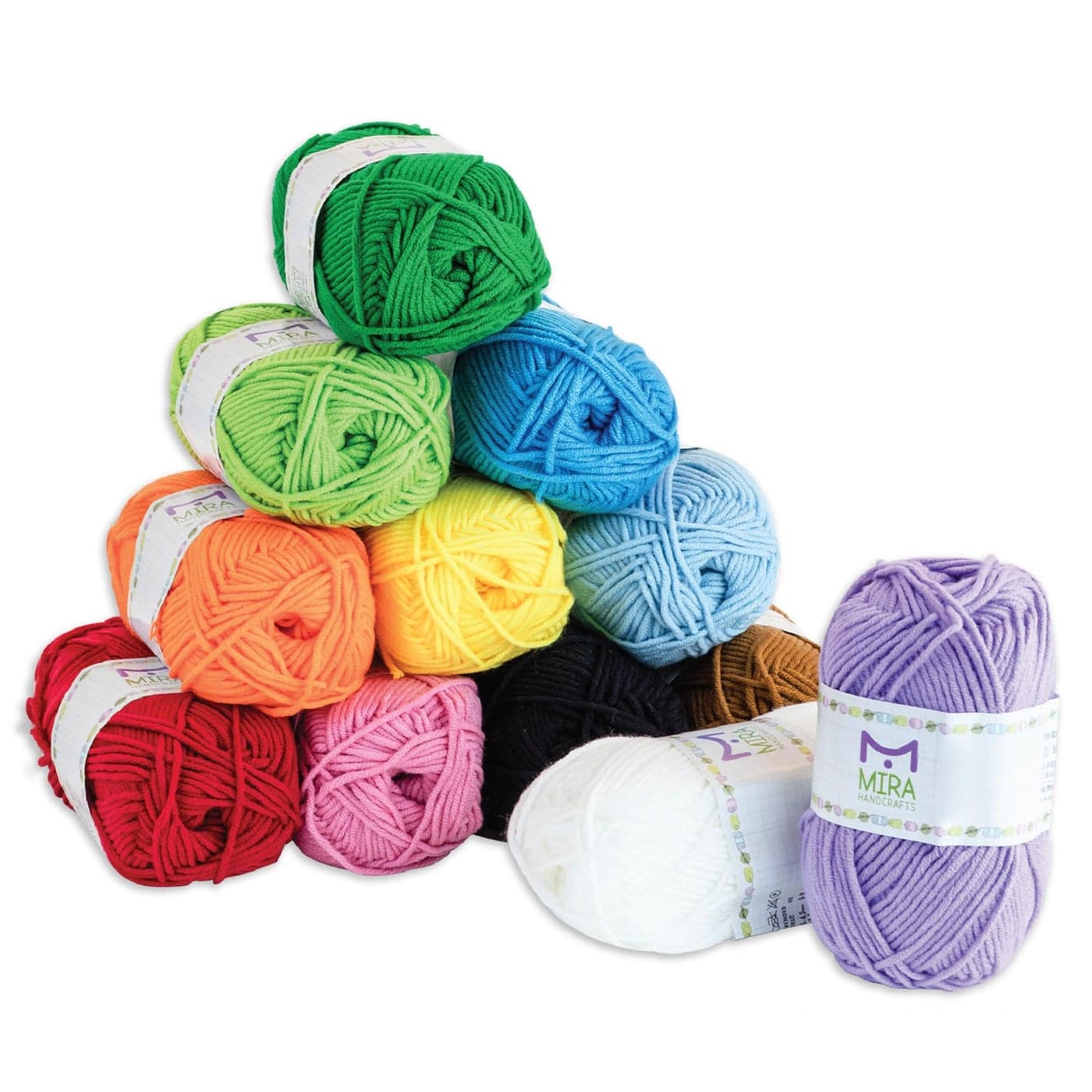 Mira HandCrafts 12 Acrylic Yarn Skeins Crochet and Knitting Starter Kit for Colorful Arts and Crafts with 1312 Yards of Multicolored Thread Make Amigurumi Granny Squares Scarves and Throws