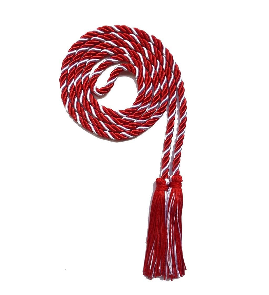 Graduation Honor Cord TwoColor Braided Grad DaysWhite Red