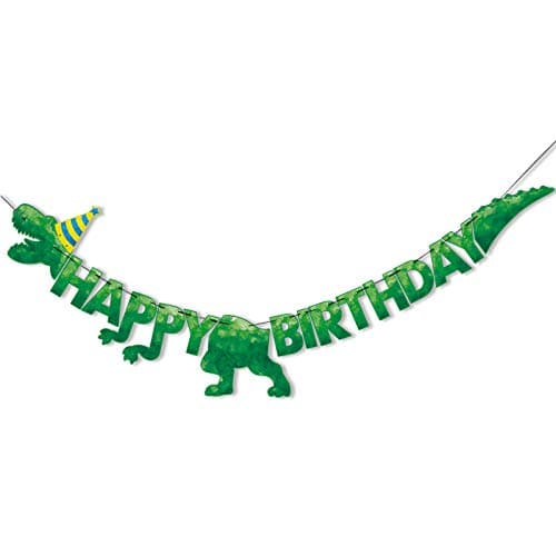 WERNNSAI HAPPY BIRTHDAY Banner Watercolor Dinosaur Banner Green Dinosaur Birthday Party Decorations for Boys Kids Dino Theme Party Supplies TRex Hanging Wall Decor PreStrung 180 x 15