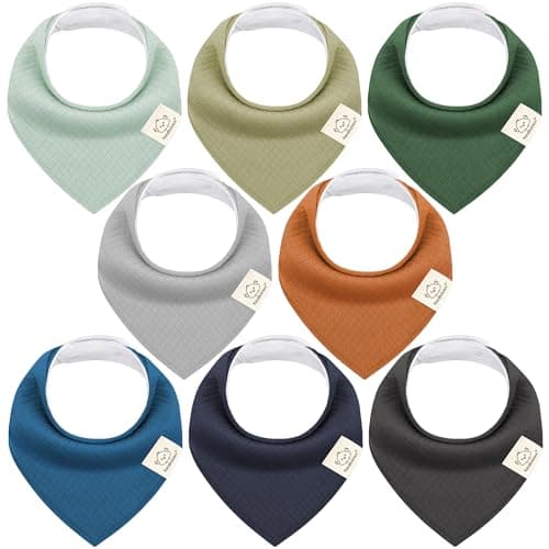 KeaBabies 8Pack Bandana Bibs for Baby Girls Boys Organic Cotton Baby Bibs for Drooling Teething Newborn Toddler Infant 036 months Extra Soft Absorbent Cloth with Snaps HunterQuin
