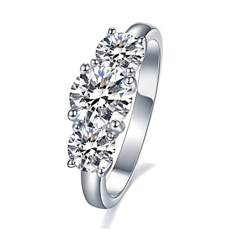 IMOLOVE Moissanite Engagement Ring,Moissanite Rings for Women Couples, 2CT Lab Created Simulated Round Diamond Engagement Rings Size 6.5