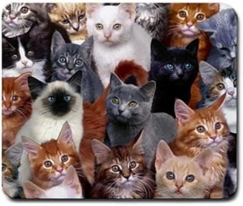 Cats Galore Mouse Pad, Square Anti-Slip Rubber Mousepad, Premium-Textured Mouse Mat, Cute Office Mouse Pads for Women Men Computer Laptop