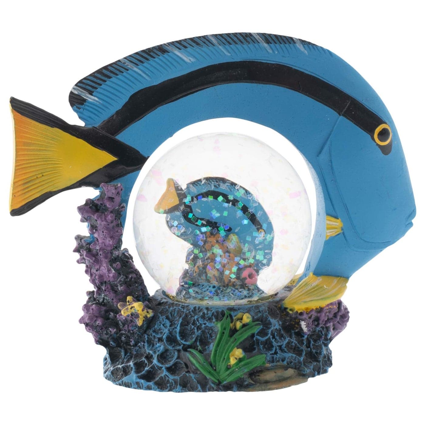Elanze Designs Royal Blue Tang Fish Ocean Magical Whimsical Tabletop Dresser Nightstand Figurine Miniature 45MM Sturdy Polyresin Glitter Water Snow Globe Decoration