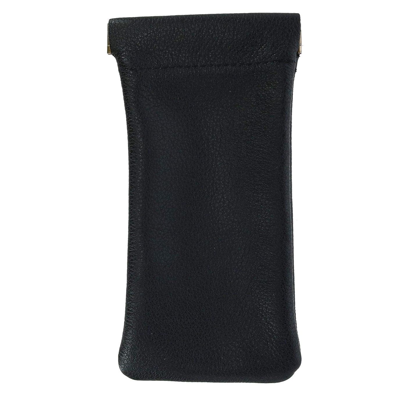 CTM® Leather Push Mouth Pebble Grain Eyeglass Holder, Black