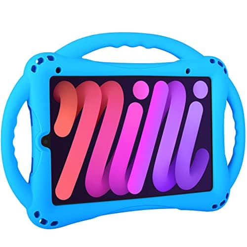 TopEsct Kids Case for iPad mini 7 (A17 Pro) 2024 /iPad Mini6 2021, Shockproof Silicone Cover with Handle Stand for 8.3" iPad mini 6th/7th Gen,Blue