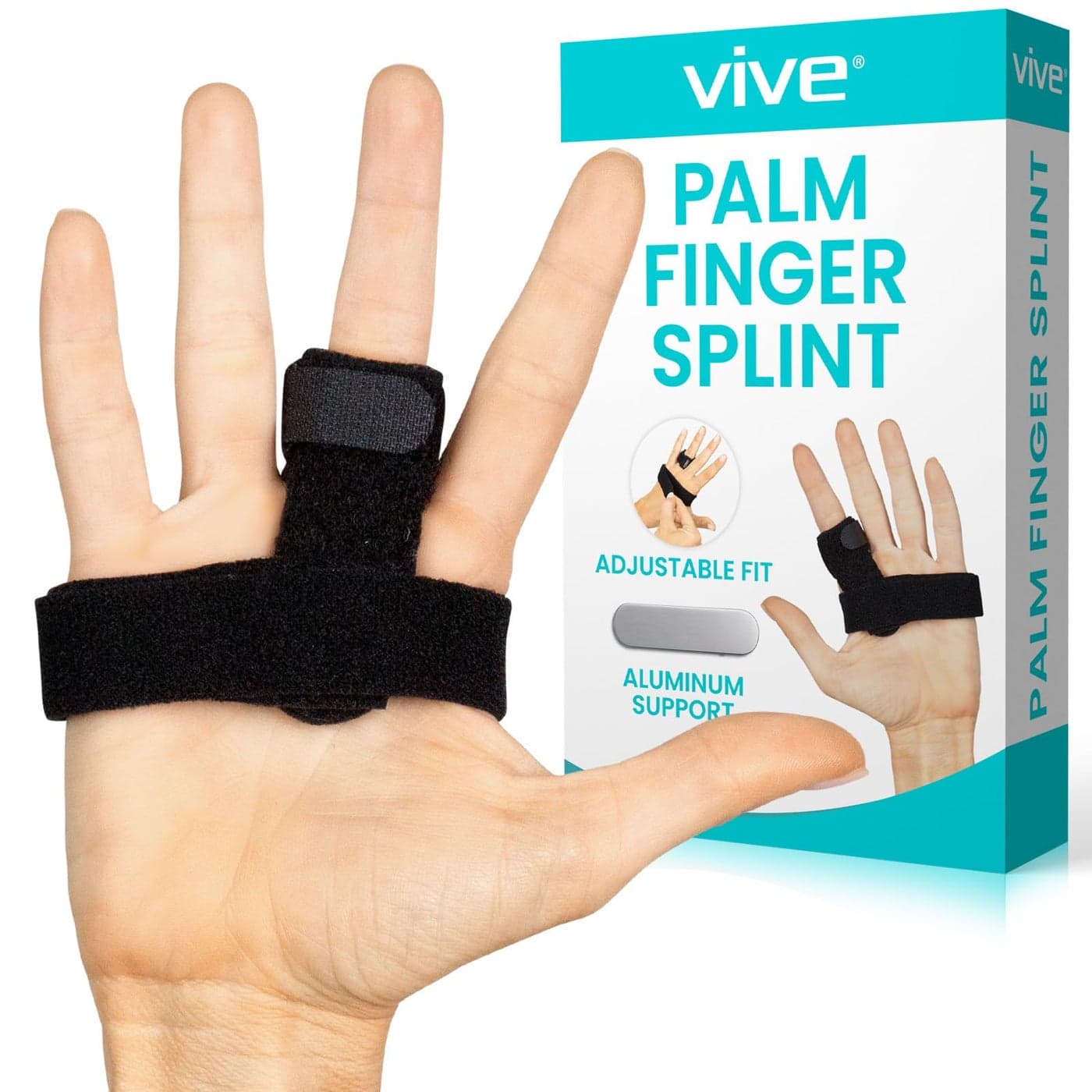 Trigger Finger Splint Brace Middle Pinky Pointer Ring and Thumb Support Palm Strap Included Straighten Curved or Broken Fingers Adjustable Breathable Fit Aluminum Pain Relief Guard