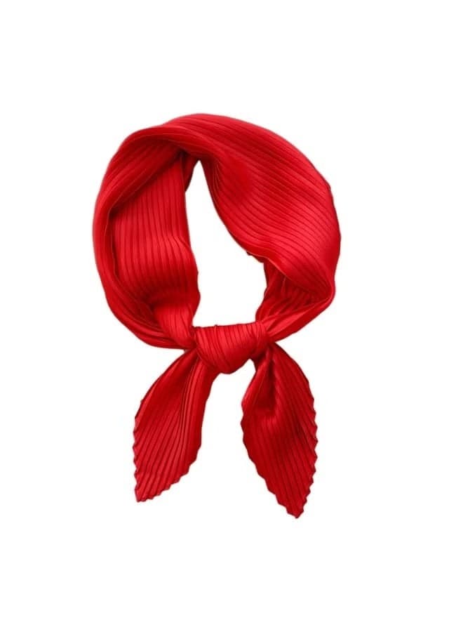 Women Scarf, Pleated Rhombus Head Scarf Wraps Scarves Neckerchief Bandana