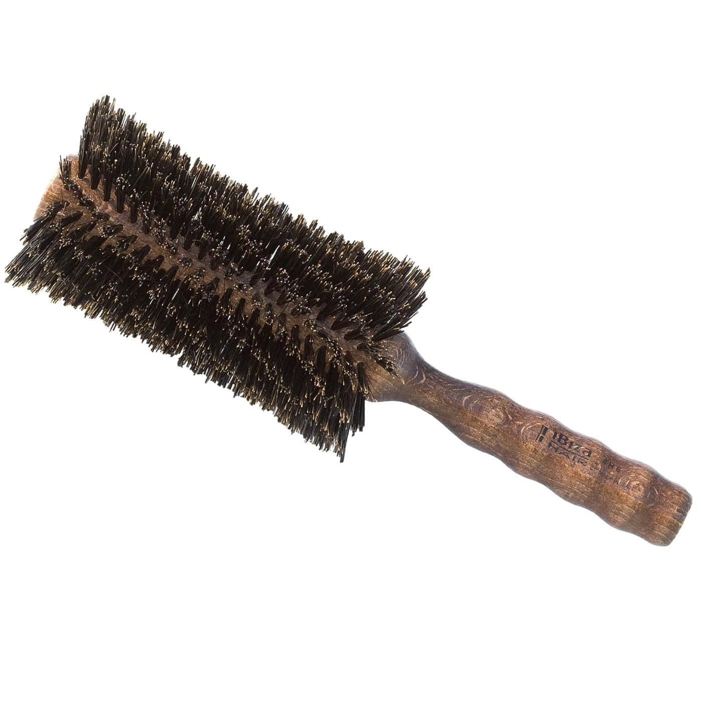 Ibiza Hair Professional Boar Hair Round Brush H Series Hybrid Uniform or Swirled BoarNylon Bristles Hardwood Handle Create Beachy Waves Curls For Course or Frizzy Hair Add Texture Shine