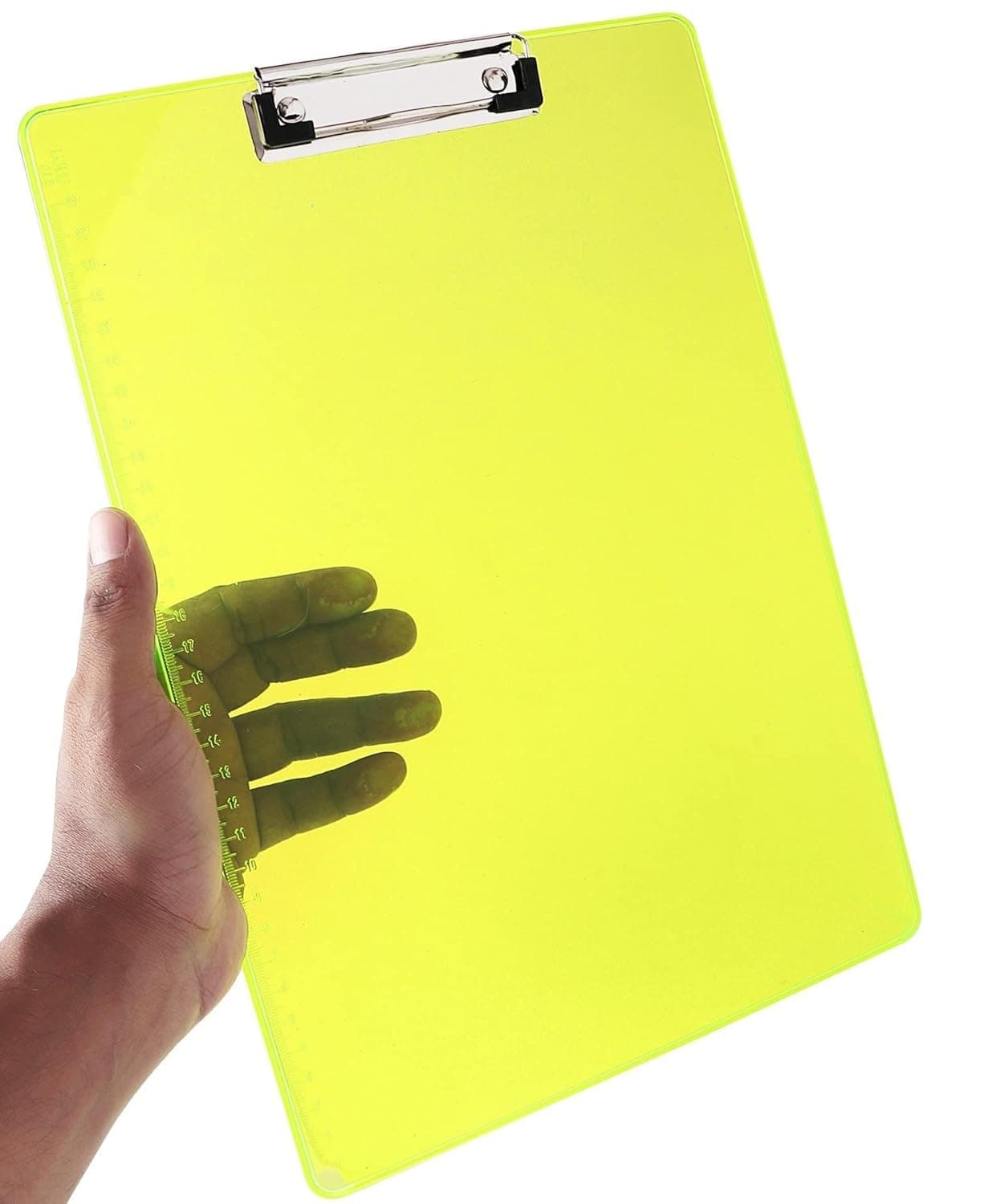 Faded Fluoro Color Translucent Paper Clipboard – Lightweight & Sturdy Writing Pad with Strong Clip – Ideal for Drawing, Writing, Office, School & College Use (Neon Green)