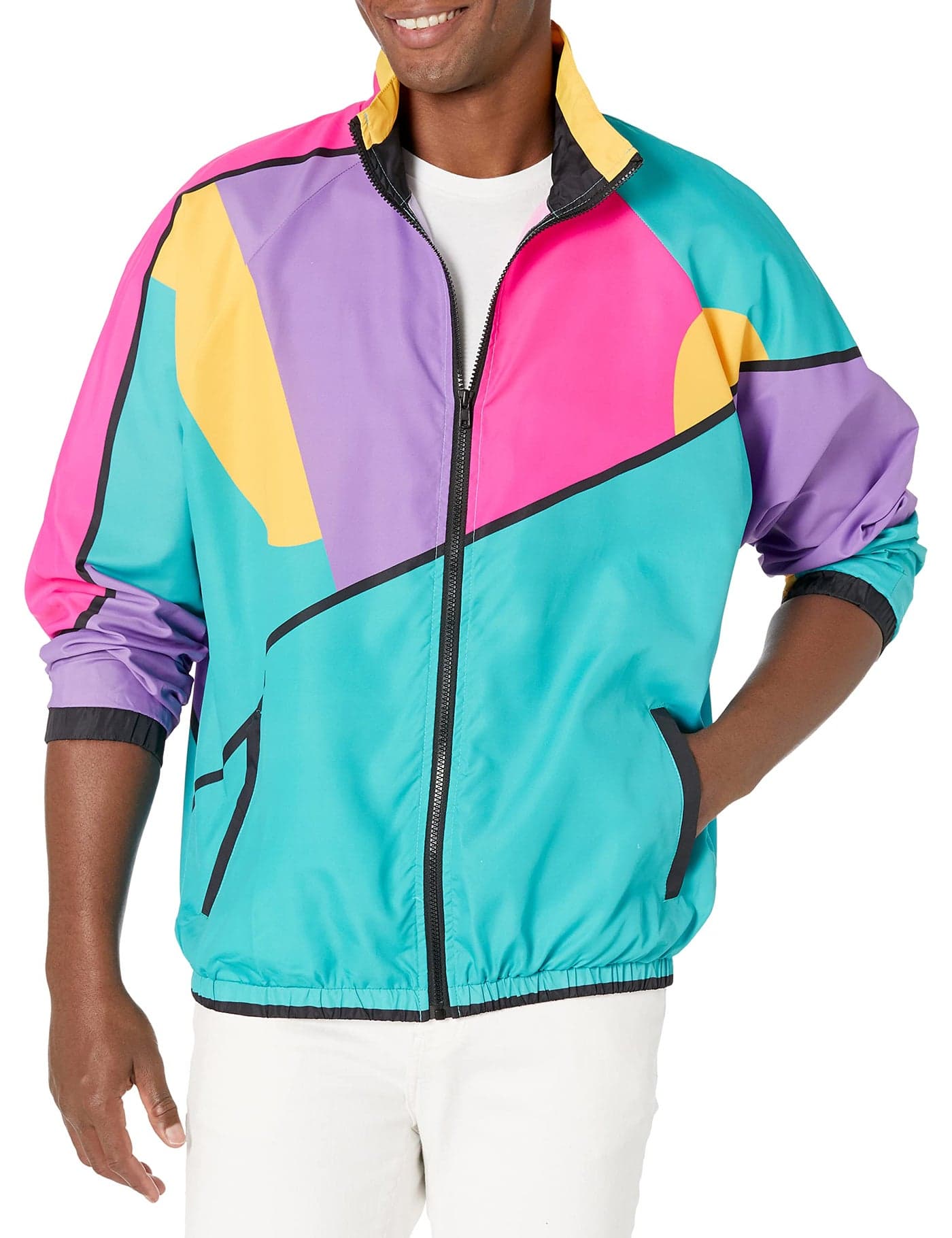 Funny Guy Mugs Gnarly 80s & 90s Retro Neon Windbreaker, Small