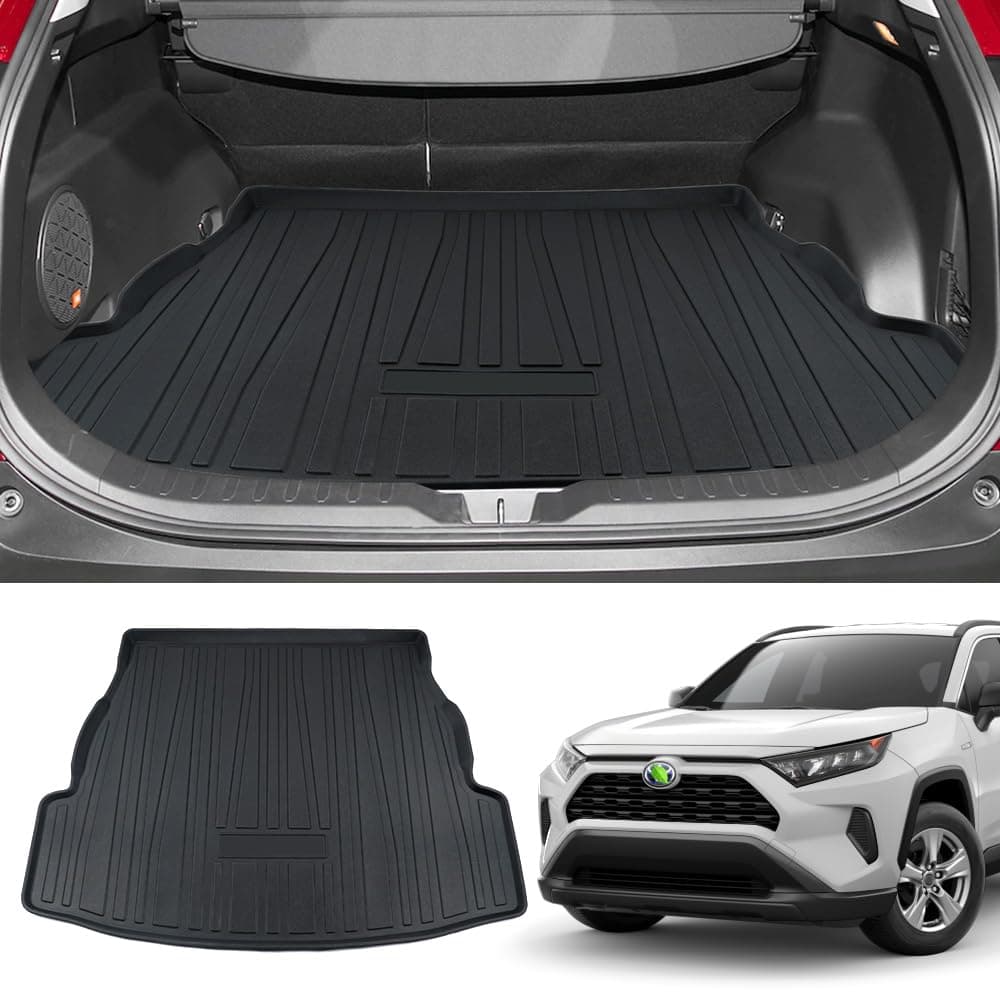 Powerty Cargo Trunk Liner for 20192024 2025 Toyota RAV4 Accessories All Weather HeavyDuty TPE Car Rear Truck Mat Cargo Protector