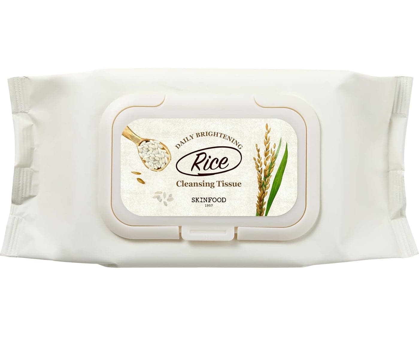 SKINFOOD Rice Cleansing Wipes Daily Hypoallergenic Rice Nourishing Makeup Remover Tissue Wipe Facial Skin Clear Refreshed Korean Beauty Face Wipes for Women Travel Makeup Wipes 80 Sheets