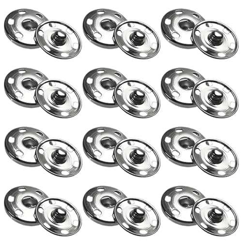 Sew on Snap Buttons Big Metal Snap Fastener Large Sewing Snaps Durable Sewing Press Studs Buttons Snaps for Fabric Clothing 1 inch25 mm 12 Sets Press Button for Sewing Silver Ckyleole