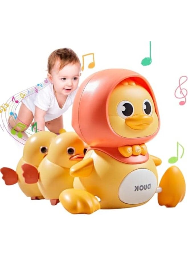 ALMEKAQUZ Rocking Duck, Magnetic Toys, Soothing Crawling Duck, Electric Interactive Toys, Musical Storytellers, Night Lights, Soothing Music for Baby Toddler