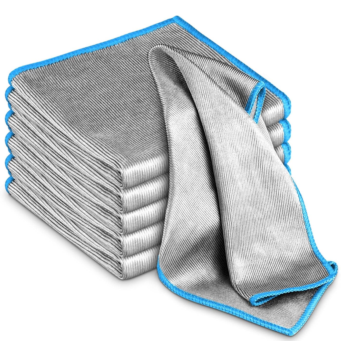 Glass Polishing Cloth Streak Free Miracle Microfiber Cleaning Cloth Lint Free Cleaning Rags for Glasses Kitchen Dish Mirrors Easy Clean Pack of 6 12 x 12 SliverBlue
