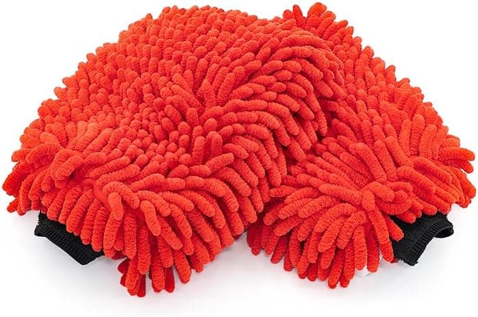 The Rag Company Premium Chenille Microfiber Knobby Wash Mitts - Red (2-Pack)