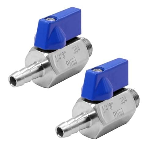 Beduan Stainless Steel 516 Hose Barb to 14 NPT Male Mini Ball Valve for Air Water Fuel Gas Home Brew Kettle Pack of 2
