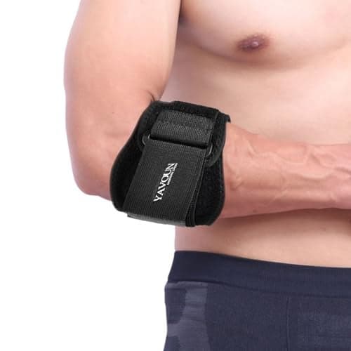YAVOUN Forearm Wraps for Pain, Tennis Elbow Brace Tendonitis Treatment, Adjustable Elbow Strap Support Brace - Acupressure Elbow Brace for Elbow Pain Relief (Black, L - XXL)