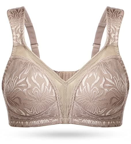 Wingslove Women's Full Coverage Non Padded Comfort Minimizer Wire-Free Bra Plus Size(Toffee,46DD)