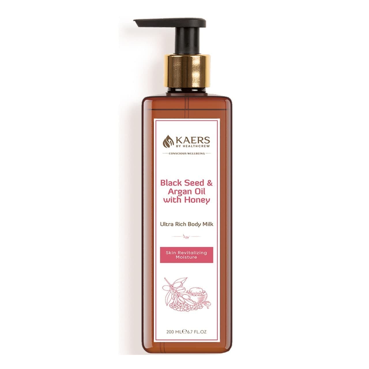 Kaers by Healthcrew Kalonji Body Milk Lotion Moisturizer with Black Seed Argan Oil with Honey Skin Revitalizing Nigella sativa Moisturizer All season 200 ml X 1