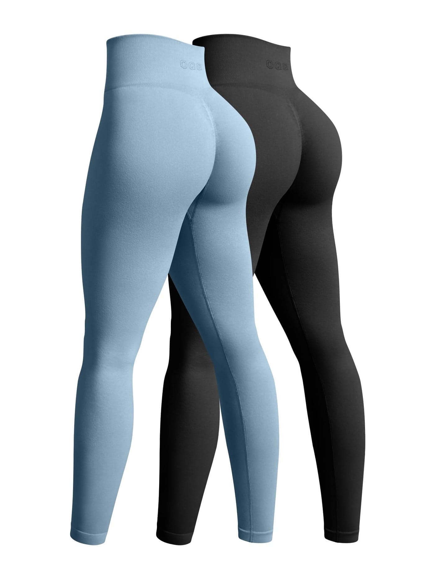 OQQ Women's 2 Piece Yoga Legging Seamless Workout High Waist Butt Liftings Athletic Leggings Black Haze Blue